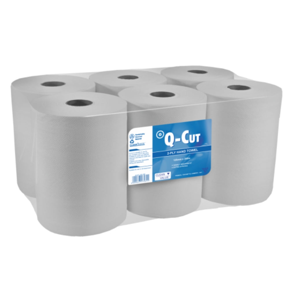 Prime Q-Cut Rolled Paper – 2-Ply Hand Towel Refill 6 Pack
